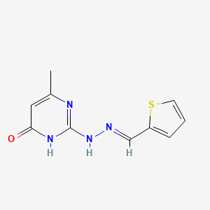 molecular formula C10H10N4OS B11703963 6-methyl-2-[(2E)-2-(thiophen-2-ylmethylidene)hydrazinyl]pyrimidin-4-ol 