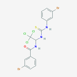 molecular formula C16H12Br2Cl3N3OS B11703972 3-bromo-N-(1-{[(3-bromoanilino)carbothioyl]amino}-2,2,2-trichloroethyl)benzamide 