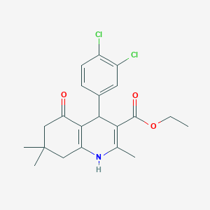 molecular formula C21H23Cl2NO3 B11704012 Ethyl 4-(3,4-dichlorophenyl)-2,7,7-trimethyl-5-oxo-1,4,5,6,7,8-hexahydroquinoline-3-carboxylate 