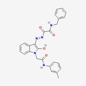 N-Benzyl-2-oxo-2-((2Z)-2-{2-oxo-1-[2-oxo-2-(3-toluidino)ethyl]-1,2-dihydro-3H-indol-3-ylidene}hydrazino)acetamide