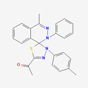 molecular formula C25H22N4OS B11704065 1-[4-methyl-3'-(4-methylphenyl)-2-phenyl-2H,3'H-spiro[phthalazine-1,2'-[1,3,4]thiadiazol]-5'-yl]ethanone 