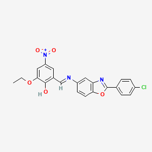 molecular formula C22H16ClN3O5 B11704067 2-[(E)-{[2-(4-chlorophenyl)-1,3-benzoxazol-5-yl]imino}methyl]-6-ethoxy-4-nitrophenol 