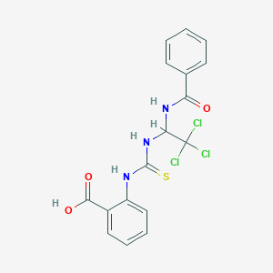 molecular formula C17H14Cl3N3O3S B11704095 2-[({2,2,2-Trichloro-1-[(phenylcarbonyl)amino]ethyl}carbamothioyl)amino]benzoic acid 