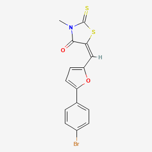 molecular formula C15H10BrNO2S2 B11704096 (5E)-5-{[5-(4-Bromophenyl)furan-2-YL]methylidene}-3-methyl-2-sulfanylidene-1,3-thiazolidin-4-one 