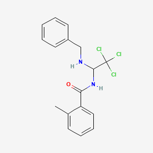 molecular formula C17H17Cl3N2O B11704135 N-[1-(benzylamino)-2,2,2-trichloroethyl]-2-methylbenzamide 