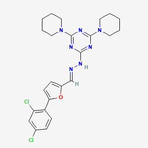 2-[(2E)-2-{[5-(2,4-dichlorophenyl)furan-2-yl]methylidene}hydrazinyl]-4,6-di(piperidin-1-yl)-1,3,5-triazine