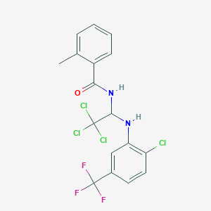 molecular formula C17H13Cl4F3N2O B11704152 2-methyl-N-(2,2,2-trichloro-1-{[2-chloro-5-(trifluoromethyl)phenyl]amino}ethyl)benzamide 