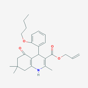 molecular formula C26H33NO4 B11704164 Prop-2-en-1-yl 4-(2-butoxyphenyl)-2,7,7-trimethyl-5-oxo-1,4,5,6,7,8-hexahydroquinoline-3-carboxylate 