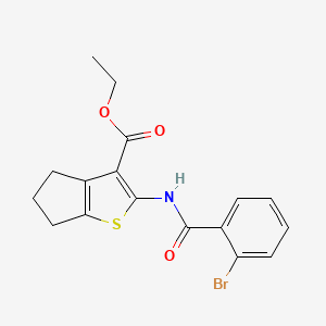 molecular formula C17H16BrNO3S B11704199 ethyl 2-{[(2-bromophenyl)carbonyl]amino}-5,6-dihydro-4H-cyclopenta[b]thiophene-3-carboxylate 