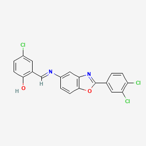 molecular formula C20H11Cl3N2O2 B11704202 4-chloro-2-[(E)-{[2-(3,4-dichlorophenyl)-1,3-benzoxazol-5-yl]imino}methyl]phenol 