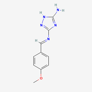 molecular formula C10H11N5O B11704216 (5E)-N5-[(4-Methoxyphenyl)methylidene]-1H-1,2,4-triazole-3,5-diamine 