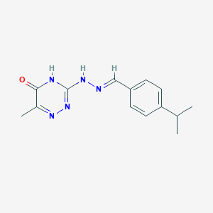 molecular formula C14H17N5O B11704263 6-methyl-3-{(2E)-2-[4-(propan-2-yl)benzylidene]hydrazinyl}-1,2,4-triazin-5-ol 