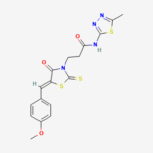 3-[(5Z)-5-(4-methoxybenzylidene)-4-oxo-2-thioxo-1,3-thiazolidin-3-yl]-N-[(2E)-5-methyl-1,3,4-thiadiazol-2(3H)-ylidene]propanamide