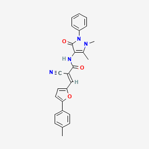 molecular formula C26H22N4O3 B11704314 (2E)-2-cyano-N-(1,5-dimethyl-3-oxo-2-phenyl-2,3-dihydro-1H-pyrazol-4-yl)-3-[5-(4-methylphenyl)furan-2-yl]prop-2-enamide 