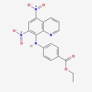 molecular formula C18H14N4O6 B11704317 Ethyl 4-[(5,7-dinitroquinolin-8-yl)amino]benzoate 