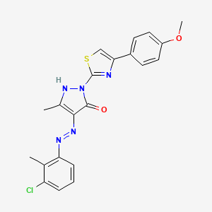 (4Z)-4-[2-(3-chloro-2-methylphenyl)hydrazinylidene]-2-[4-(4-methoxyphenyl)-1,3-thiazol-2-yl]-5-methyl-2,4-dihydro-3H-pyrazol-3-one