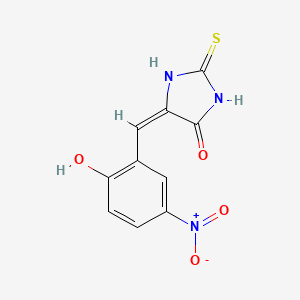 molecular formula C10H7N3O4S B11704342 (5E)-5-[(2-hydroxy-5-nitrophenyl)methylidene]-2-sulfanylideneimidazolidin-4-one 