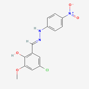 molecular formula C14H12ClN3O4 B11704381 4-chloro-2-methoxy-6-{(E)-[2-(4-nitrophenyl)hydrazinylidene]methyl}phenol 