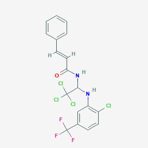 molecular formula C18H13Cl4F3N2O B11704384 3-PH-N-(2,2,2-Trichloro-1-(2-CL-5-trifluoromethyl-phenylamino)-ethyl)-acrylamide 