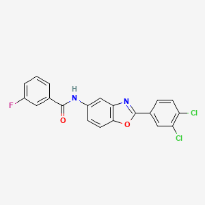 molecular formula C20H11Cl2FN2O2 B11704395 N-[2-(3,4-dichlorophenyl)-1,3-benzoxazol-5-yl]-3-fluorobenzamide 