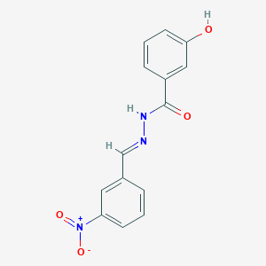 molecular formula C14H11N3O4 B11704406 3-Hydroxy-N'-(3-nitrobenzylidene)benzhydrazide 