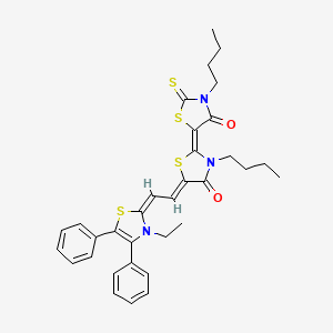 (5Z)-3-butyl-5-{(5Z)-3-butyl-5-[(2E)-2-(3-ethyl-4,5-diphenyl-1,3-thiazol-2(3H)-ylidene)ethylidene]-4-oxo-1,3-thiazolidin-2-ylidene}-2-thioxo-1,3-thiazolidin-4-one