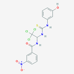 molecular formula C16H13Cl3N4O4S B11704493 3-nitro-N-(2,2,2-trichloro-1-{[(3-hydroxyphenyl)carbamothioyl]amino}ethyl)benzamide 