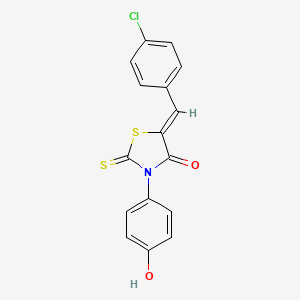 molecular formula C16H10ClNO2S2 B11704501 (5Z)-5-[(4-chlorophenyl)methylidene]-3-(4-hydroxyphenyl)-2-sulfanylidene-1,3-thiazolidin-4-one 