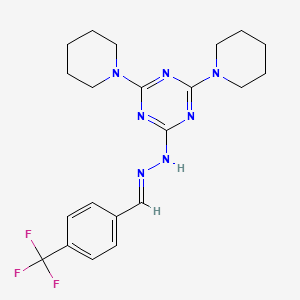 2,4-di(piperidin-1-yl)-6-{(2E)-2-[4-(trifluoromethyl)benzylidene]hydrazinyl}-1,3,5-triazine