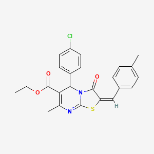 Ethyl (2E)-5-(4-chlorophenyl)-7-methyl-2-(4-methylbenzylidene)-3-oxo-2,3-dihydro-5H-[1,3]thiazolo[3,2-A]pyrimidine-6-carboxylate