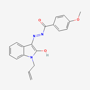 4-Methoxy-N'-[(3E)-2-oxo-1-(prop-2-EN-1-YL)-2,3-dihydro-1H-indol-3-ylidene]benzohydrazide