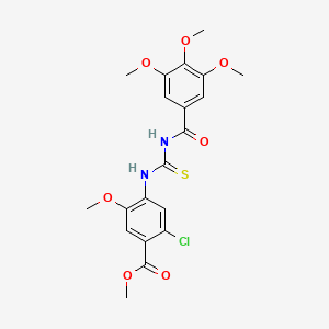 molecular formula C20H21ClN2O7S B11704552 Methyl 2-chloro-5-methoxy-4-(3-(3,4,5-trimethoxybenzoyl)thioureido)benzoate 