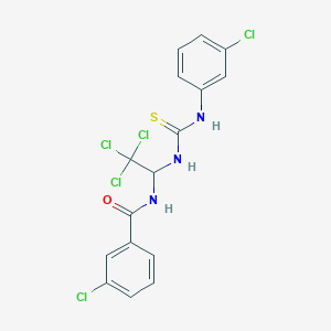 molecular formula C16H12Cl5N3OS B11704555 3-chloro-N-(2,2,2-trichloro-1-{[(3-chlorophenyl)carbamothioyl]amino}ethyl)benzamide 