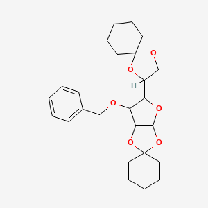 molecular formula C25H34O6 B11704567 6'-(Benzyloxy)-5'-{1,4-dioxaspiro[4.5]decan-2-YL}-tetrahydrospiro[cyclohexane-1,2'-furo[2,3-D][1,3]dioxole] 