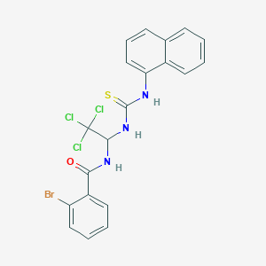 molecular formula C20H15BrCl3N3OS B11704574 2-bromo-N-(2,2,2-trichloro-1-{[(1-naphthylamino)carbonothioyl]amino}ethyl)benzamide 