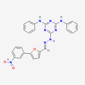 molecular formula C26H20N8O3 B11704616 6-[(2E)-2-{[5-(3-nitrophenyl)furan-2-yl]methylidene}hydrazinyl]-N,N'-diphenyl-1,3,5-triazine-2,4-diamine 