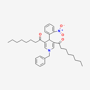 molecular formula C34H44N2O4 B11704634 1-[1-Benzyl-4-(2-nitrophenyl)-5-octanoyl-1,4-dihydropyridin-3-YL]octan-1-one 