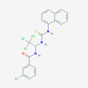 molecular formula C20H15Cl4N3OS B11704644 3-chloro-N-{2,2,2-trichloro-1-[(naphthalen-1-ylcarbamothioyl)amino]ethyl}benzamide 