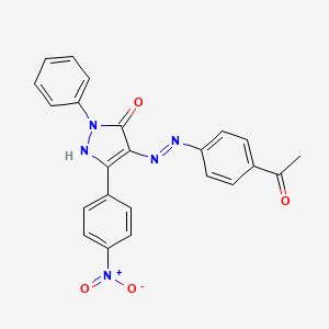 (4Z)-4-[2-(4-acetylphenyl)hydrazinylidene]-5-(4-nitrophenyl)-2-phenyl-2,4-dihydro-3H-pyrazol-3-one