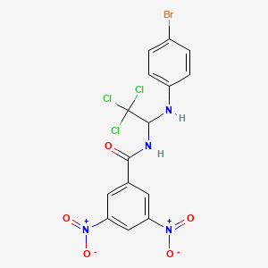 molecular formula C15H10BrCl3N4O5 B11704707 N-{1-[(4-bromophenyl)amino]-2,2,2-trichloroethyl}-3,5-dinitrobenzamide 