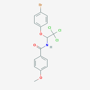 molecular formula C16H13BrCl3NO3 B11704716 N-[1-(4-bromophenoxy)-2,2,2-trichloroethyl]-4-methoxybenzamide 