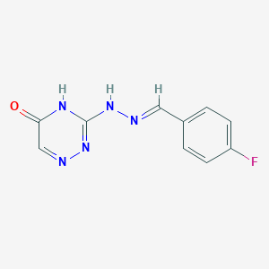 molecular formula C10H8FN5O B11704731 3-[(2E)-2-(4-fluorobenzylidene)hydrazinyl]-1,2,4-triazin-5-ol 