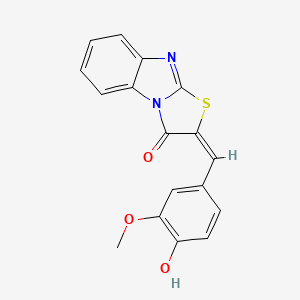 molecular formula C17H12N2O3S B11704744 Thiazolo(3,2-a)benzimidazol-3(2H)-one, 2-((4-hydroxy-3-methoxyphenyl)methylene)- CAS No. 88498-93-5