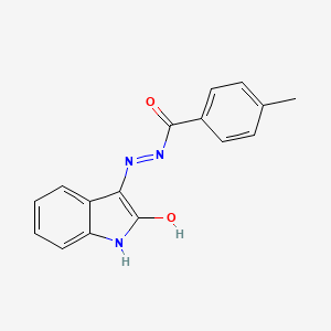 molecular formula C16H13N3O2 B11704756 4-methyl-N'-(2-oxo-1,2-dihydro-3H-indol-3-ylidene)benzohydrazide 