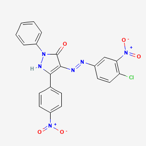 (4Z)-4-[2-(4-chloro-3-nitrophenyl)hydrazinylidene]-5-(4-nitrophenyl)-2-phenyl-2,4-dihydro-3H-pyrazol-3-one