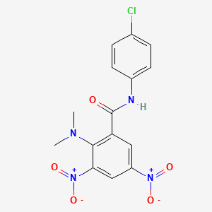 molecular formula C15H13ClN4O5 B11704921 N-(4-chlorophenyl)-2-(dimethylamino)-3,5-dinitrobenzamide 