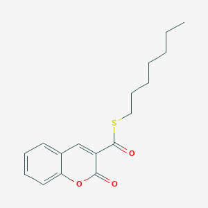 molecular formula C17H20O3S B11704971 S-heptyl 2-oxo-2H-chromene-3-carbothioate 