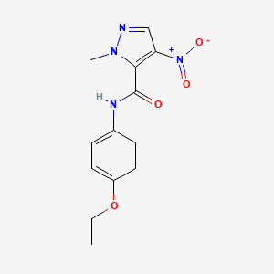 molecular formula C13H14N4O4 B11704976 N-(4-ethoxyphenyl)-1-methyl-4-nitro-1H-pyrazole-5-carboxamide 