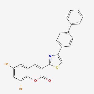 molecular formula C24H13Br2NO2S B11704988 3-[4-(biphenyl-4-yl)-1,3-thiazol-2-yl]-6,8-dibromo-2H-chromen-2-one 