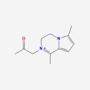 molecular formula C12H17N2O+ B11704992 1,6-Dimethyl-2-(2-oxopropyl)-3,4-dihydropyrrolo[1,2-a]pyrazin-2-ium 